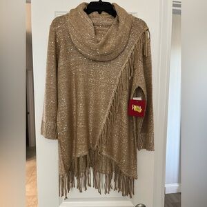 Rafaella Tan Sweater with Fringe